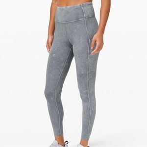 Lululemon Fast and Free High Rise Leggings Ice Wash Asphalt Grey